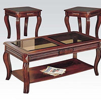 Coffee & End Table Set, Cherry Brown, Pack of 3 Pieces