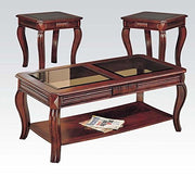 Coffee & End Table Set, Cherry Brown, Pack of 3 Pieces