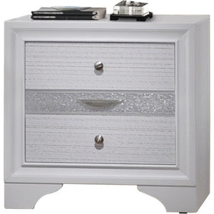 Stylish 3 Drawers Wood Nightstand, White