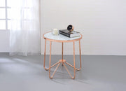 End Table, Frosted Glass & Rose Gold