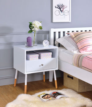 End Table, White & Natural