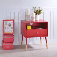 End Table, Red & Natural