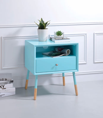 End Table, Light Blue & Natural