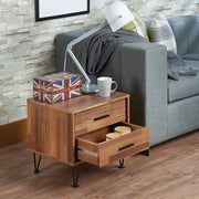 Contemporary 2 Drawers Wood Nightstand, Brown