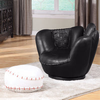 All Star 2 Piece Pack Chair & Ottoman,Baseball  Black and White
