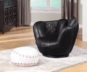 All Star 2 Piece Pack Chair & Ottoman,Baseball  Black and White
