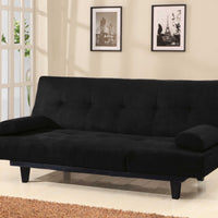 Adjustable Microfiber Sofa With Arm Pillows, Black