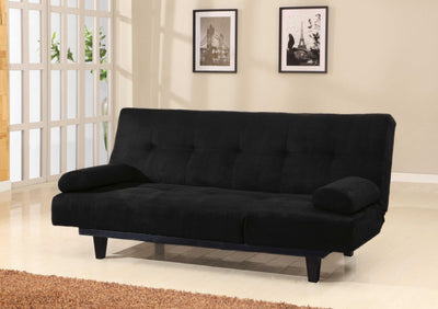 Adjustable Microfiber Sofa With Arm Pillows, Black