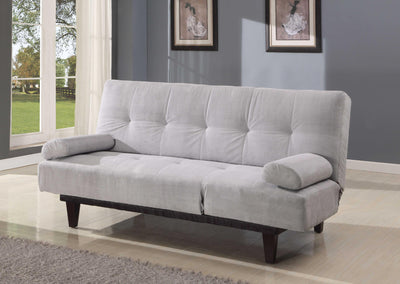 Stylish Adjustable Microfiber Sofa With Two Arm Pillows, Silver