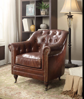 Comfy Chair, Vintage Dark Brown Top Grain Leather