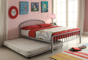 Metal Full Bed In Slatted Style, Silver