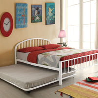 Metal Full Bed In Slatted Style, White