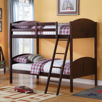 Wooden Twin-Twin Bunk Bed, Espresso Brown