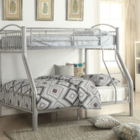 Metal Twin-Full Bunk Bed, Silver