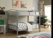 Metal Full-Full Bunk Bed, Silver