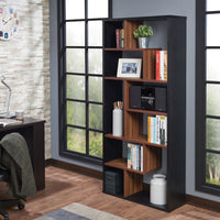 Wooden Rectangular Cube Bookcase, Natural Brown & Black