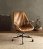 Metal & Leather Executive Office Chair, Coffee Brown