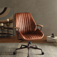 Metal & Leather Executive Office Chair, Cocoa Brown