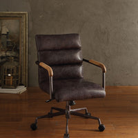 Metal & Leather Executive Office Chair, Antique Brown