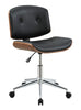 Metal & Wooden Office Armless Chair, Black & Walnut Brown