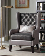 Polyurethane Accent Chair With Pillow, Gray