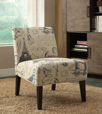 Wooden & Fabric Accent Chair , Multicolor