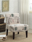 Wooden & Fabric Accent Chair , Multicolor