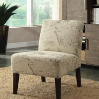 Wooden & Fabric Accent Chair , Multicolor