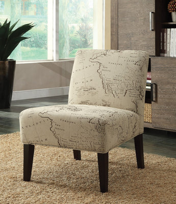 Wooden & Fabric Accent Chair , Multicolor