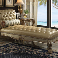 Wooden Chaise with 1 Pillow, Gold
