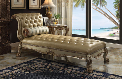 Wooden Chaise with 1 Pillow, Gold