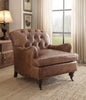 Wood & Leather Accent Chair, Retro Brown