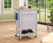 Kitchen Cart With Wooden Top, Natural & Gray