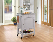 Kitchen Cart With Stainless Steel Top, Gray