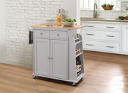 Kitchen Cart With Wooden Top, Natural & Gray