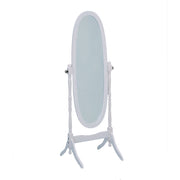 Wooden Oval Floor Mirror, White Finish
