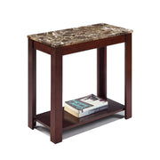 Impressive Chairside Table With Marble Top, Brown
