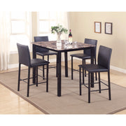 5-Piece Counter Height Dinette, Black-Brown