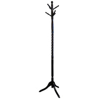 Sturdy Wooden Twist Hall Tree Coat Rack, Dark Brown