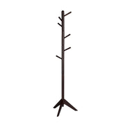 Solid Wooden Hall Tree Coat Rack In Dark Brown