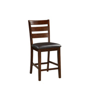 Wooden Counter Height Armless Chair, Walnut brown, Set of 2