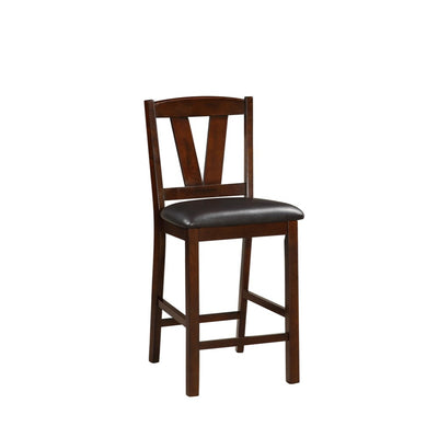 Rubber Wood Counter Height Armless Chair, Dark Walnut Brown, Set of 2