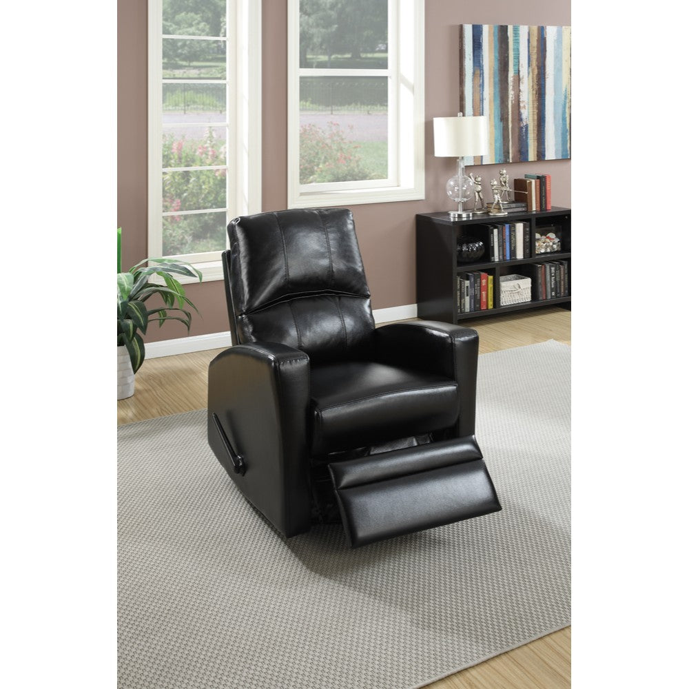 Swivel Recliner Chair In Black Faux Leather