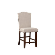 Rubber Wood High chair With Studded Trim, Cream & Cherry Brown, Set of 2
