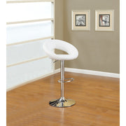 Metal Base Bar Stool With Faux Leather Seat White & Silver Set of 2