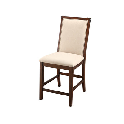 Rubber Wood High Chair, Brown & Cream, Set of 2
