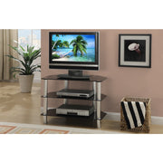 Metal & Glass TV Stand, With 3 Shelves, Black & Silver