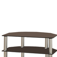 Metal & Glass TV Stand, With 3 Shelves, Black & Silver