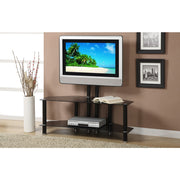 Metal & Glass TV Stand With Adjustable Height & 2 Shelves, Black