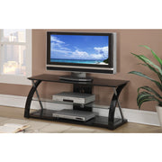 Metal TV stand With 3 Glass Shelves, Black